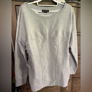 Heather gray lightweight sweatshirt top.